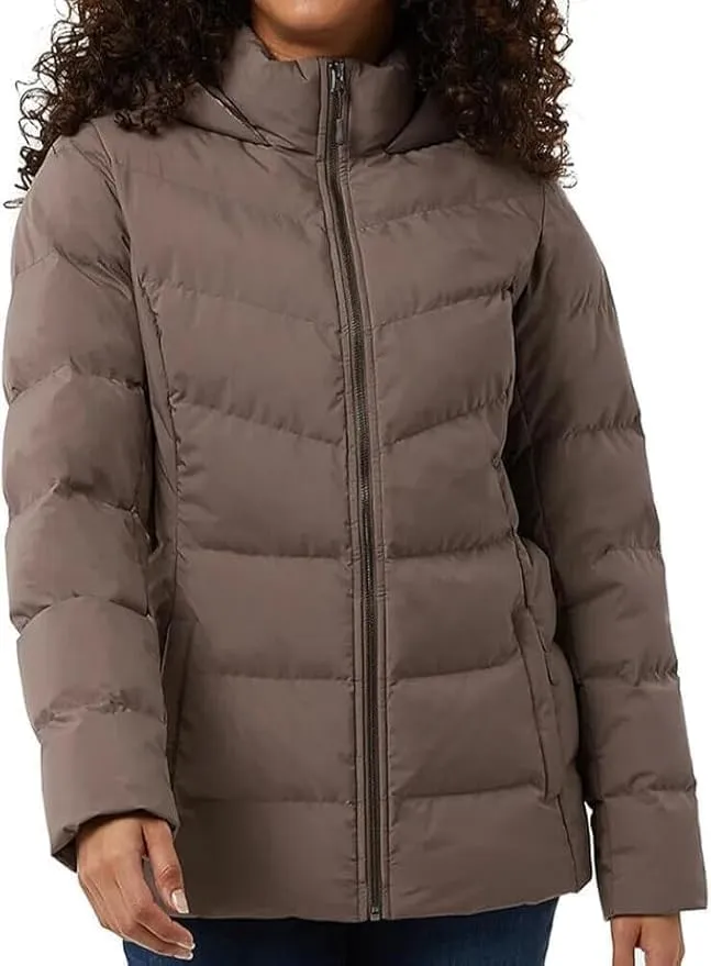 32 Degrees Women's Hooded Quilted Jacket - Winter Coat for Women - Outwear with Pockets (Purple, M)