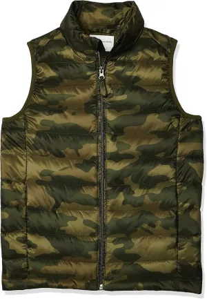 Amazon Essentials Boys and Toddlers' Lightweight Water-Resistant Packable Hooded Puffer Vest