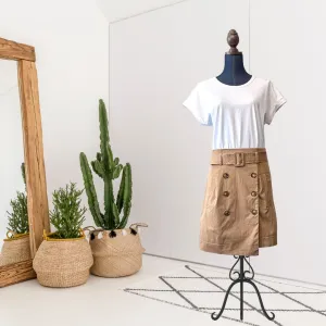 Belted Trench Skirt Dress