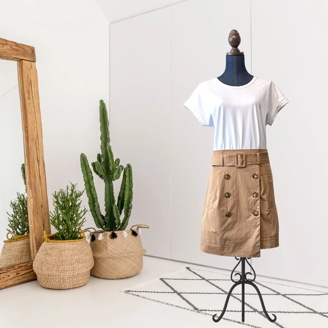 Belted Trench Skirt Dress