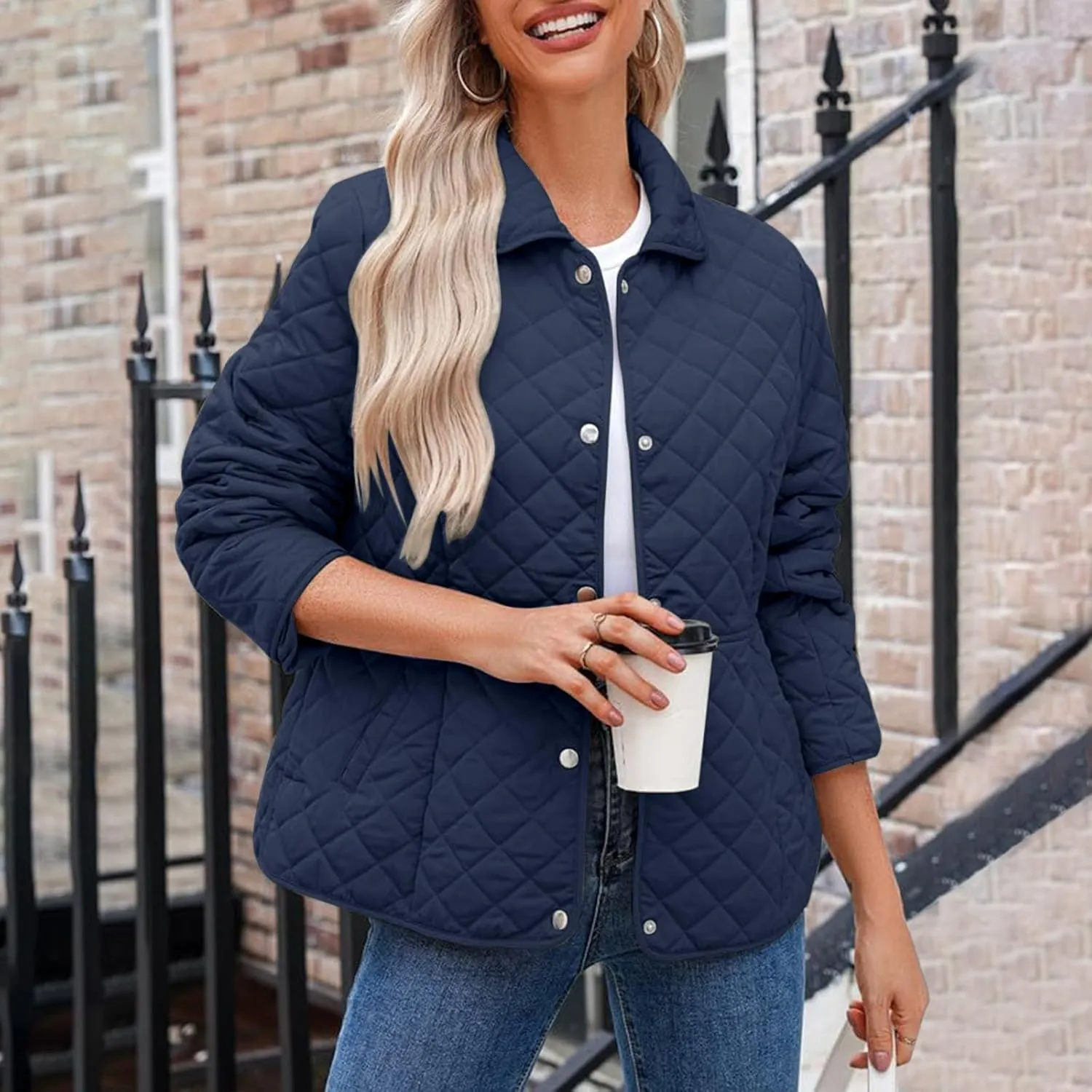 Ceboyel Women'S Quilted Barn Jackets 2024 Trendy Puffy Coats Quilted Bomber Jacket Lightweight Warm Winter Outerwear Clothing