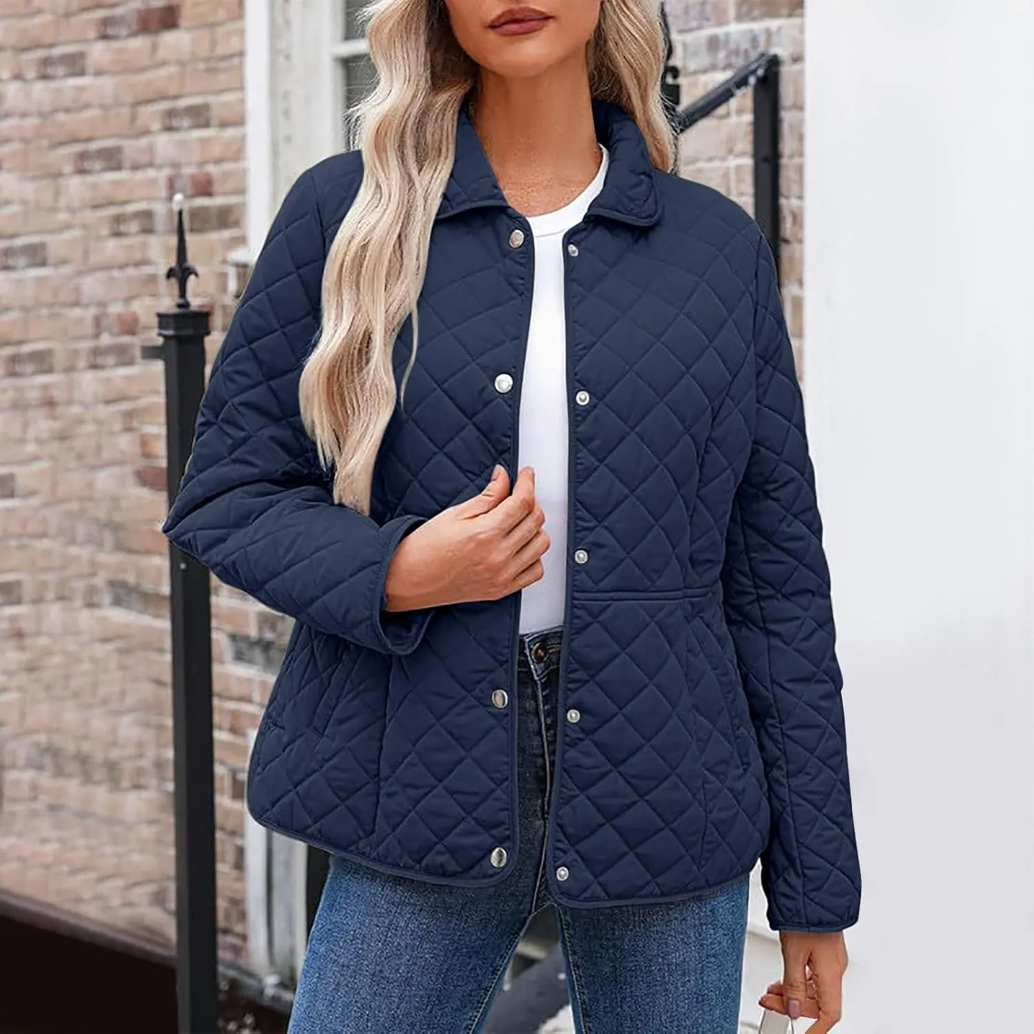 Ceboyel Women'S Quilted Barn Jackets 2024 Trendy Puffy Coats Quilted Bomber Jacket Lightweight Warm Winter Outerwear Clothing