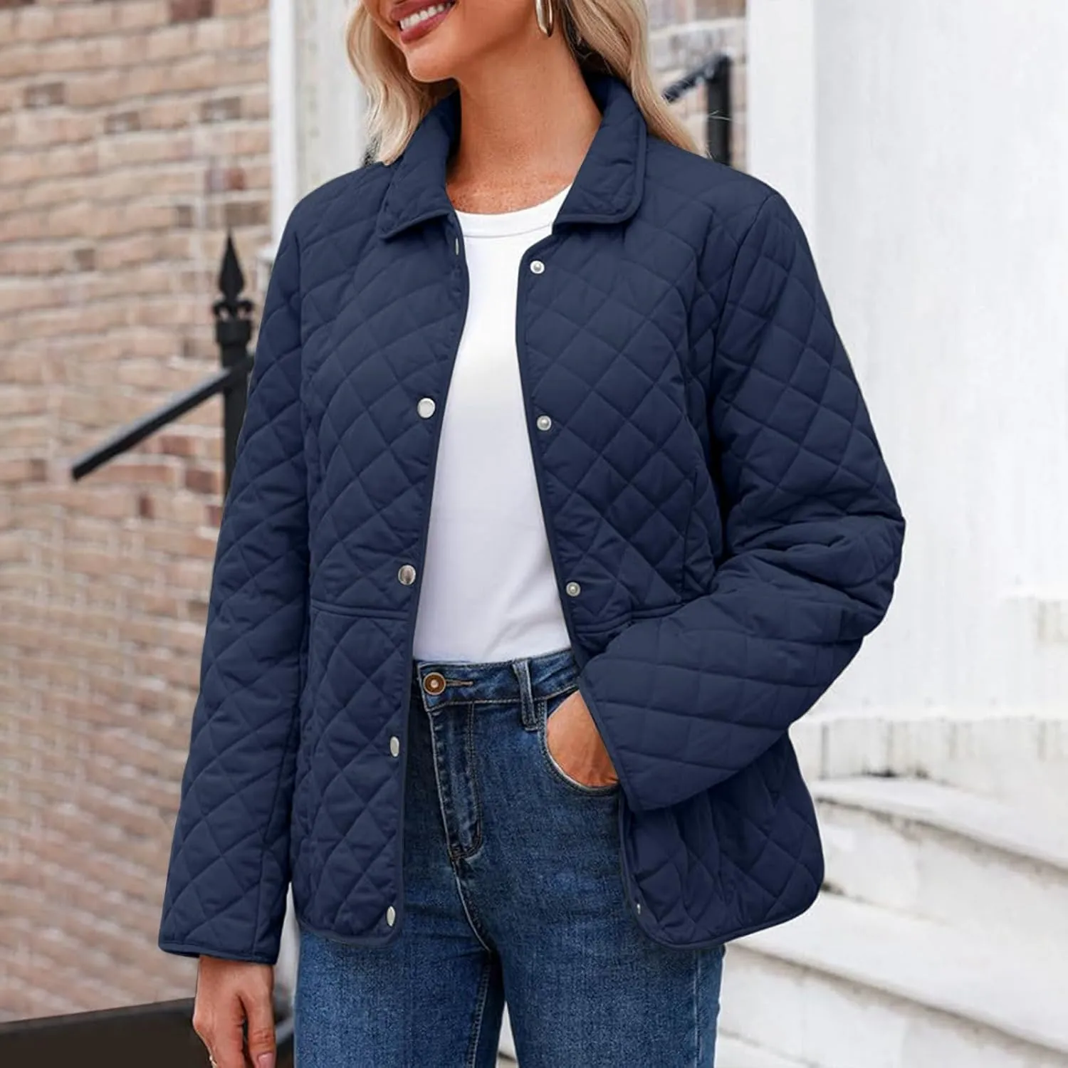 Ceboyel Women'S Quilted Barn Jackets 2024 Trendy Puffy Coats Quilted Bomber Jacket Lightweight Warm Winter Outerwear Clothing