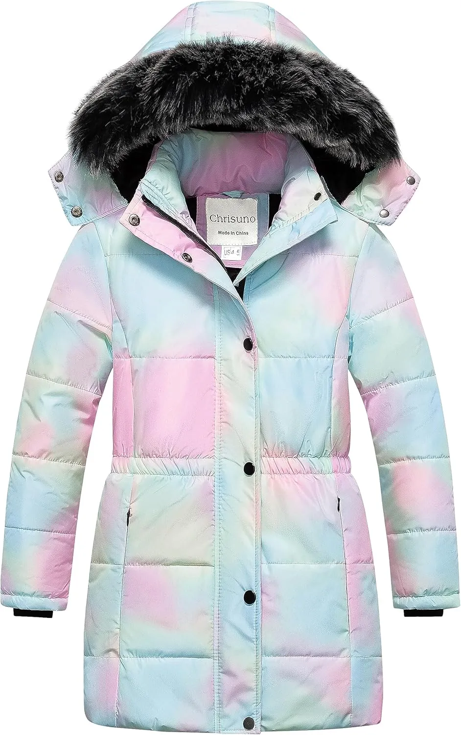 Chrisuno Girl's Long Parka Warm Winter Coat Water Resistant Quilted Puffer Jacket Snow Outwear