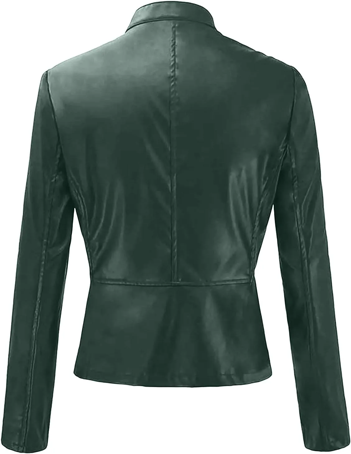 DASAYO Womens Lapel Slim Short Coat Full Zip Open Front Faux Leather PU Jacket Autumn and Winter Fashion Cardigan Jackets