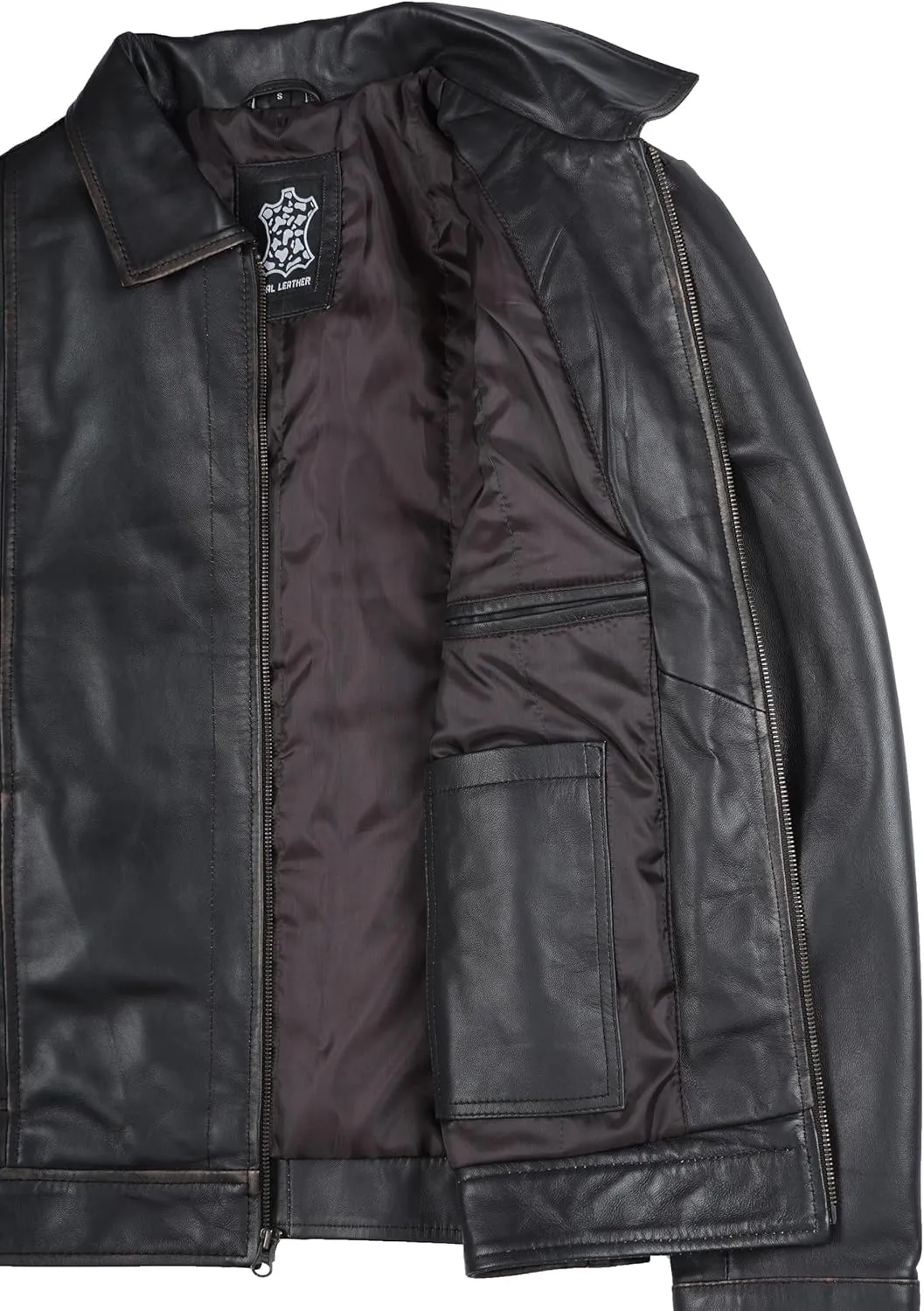 Decrum Mens Leather Jacket - Real Lambskin Classic Vintage Style Leather Jackets For Men