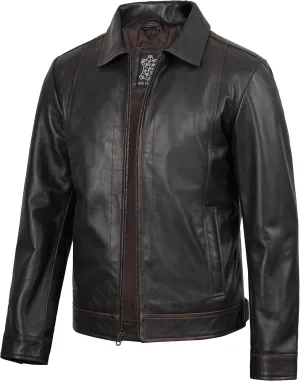 Decrum Mens Leather Jacket - Real Lambskin Classic Vintage Style Leather Jackets For Men