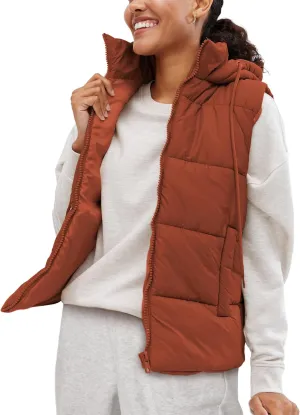 EsheSy Women's Puffer Vest with Removable Hood Sleeveless Full Zip Quilted Down Jacket