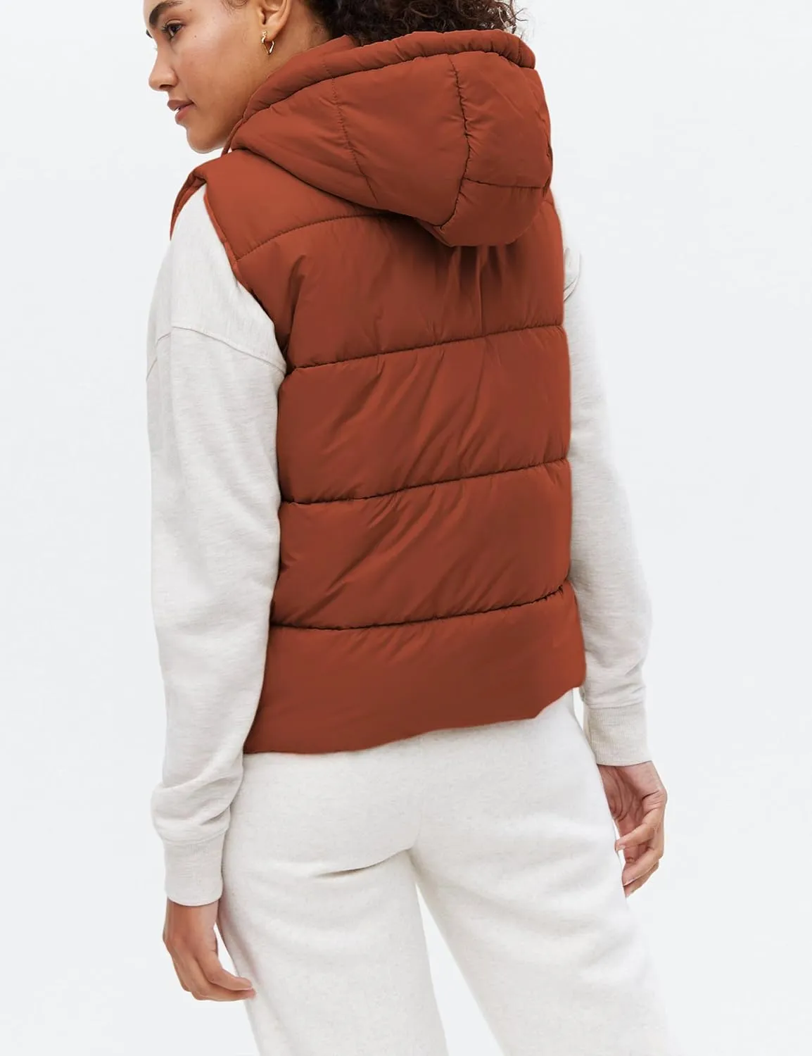 EsheSy Women's Puffer Vest with Removable Hood Sleeveless Full Zip Quilted Down Jacket