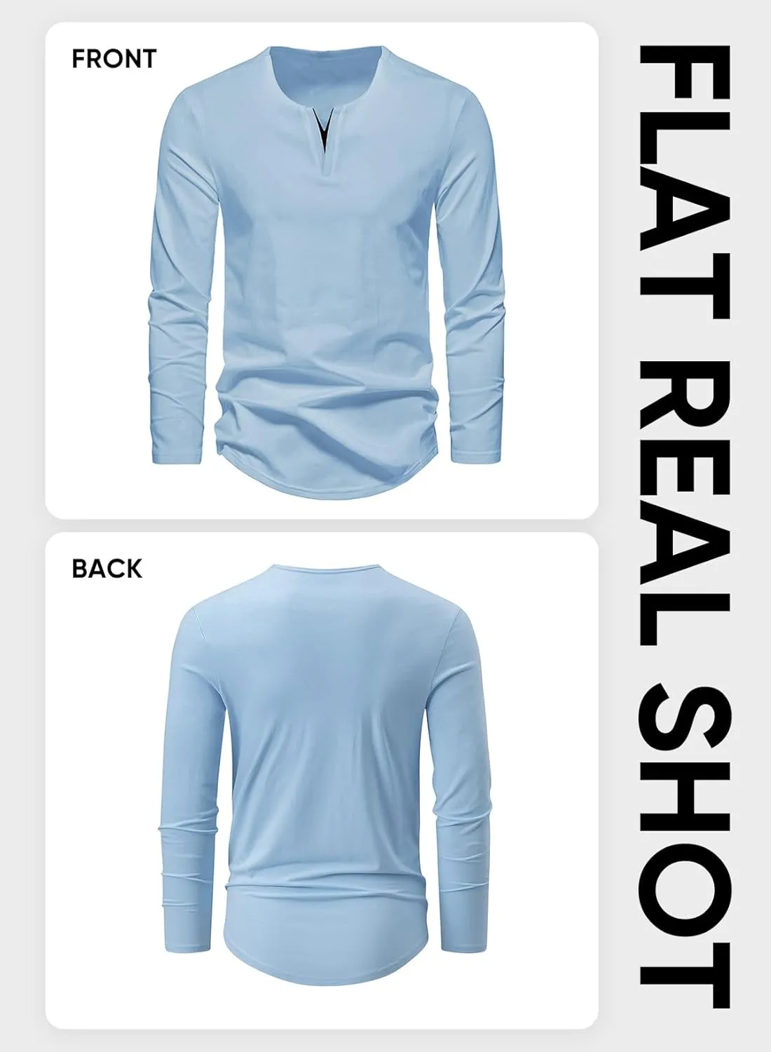 JMIERR Mens Casual Muscle T Shirt Long Sleeve V-Neck Longline Soft Tee Shirt