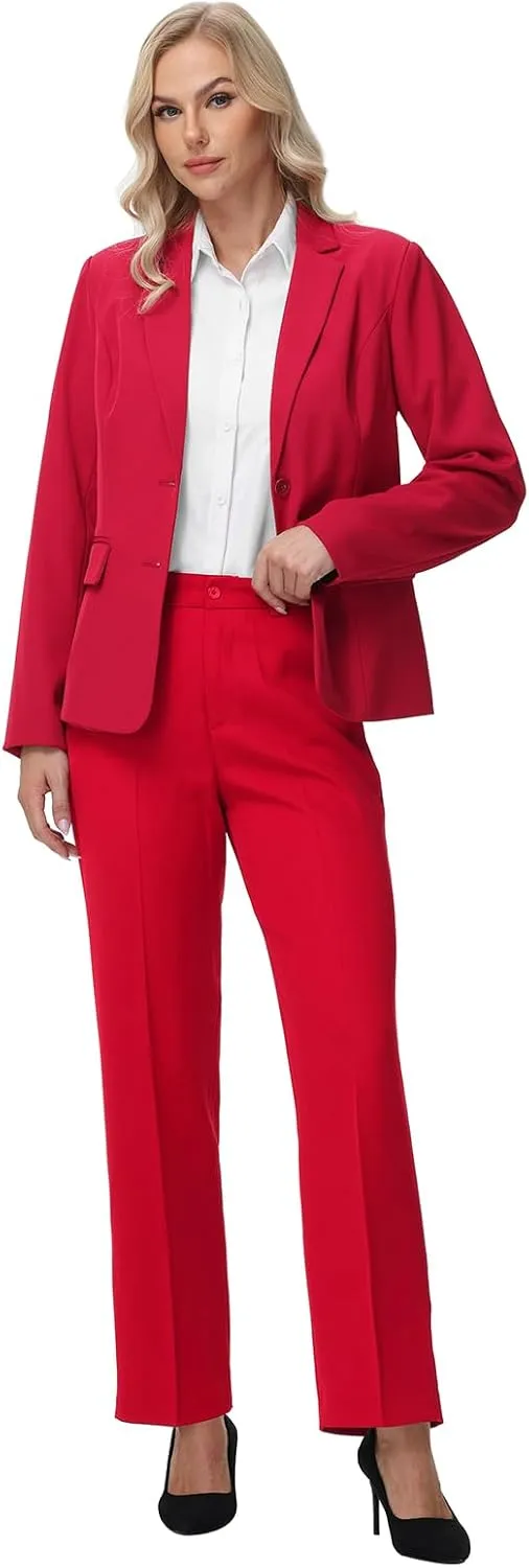 Lamgool Women 3 Piece Suit Single Breasted Blazer Formal Business Pantsuit Office Lady Tuxedo Set