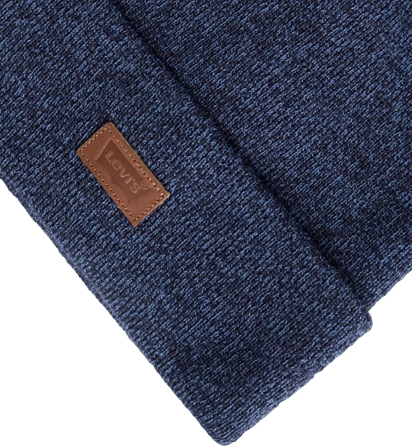 Levi's All Season Comfy Leather Logo Patch Cuffed Hero Beanie