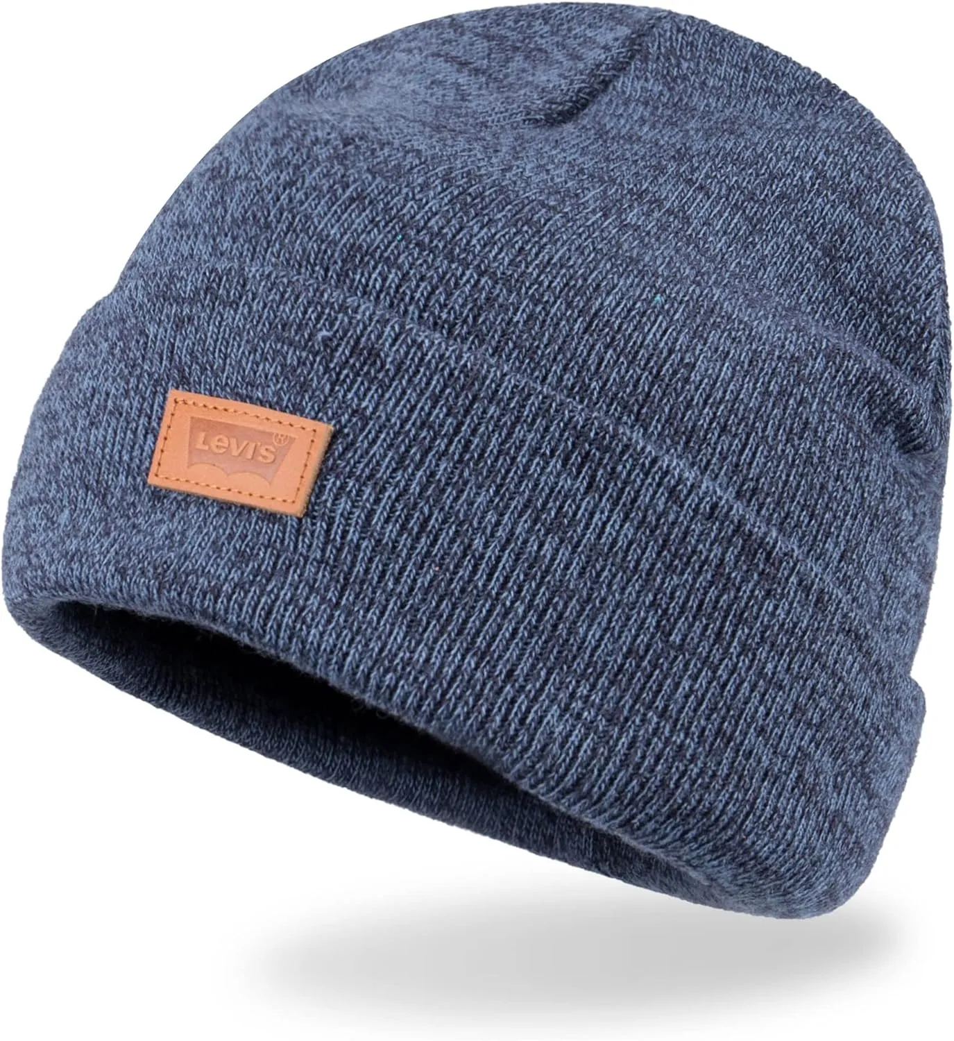 Levi's All Season Comfy Leather Logo Patch Cuffed Hero Beanie