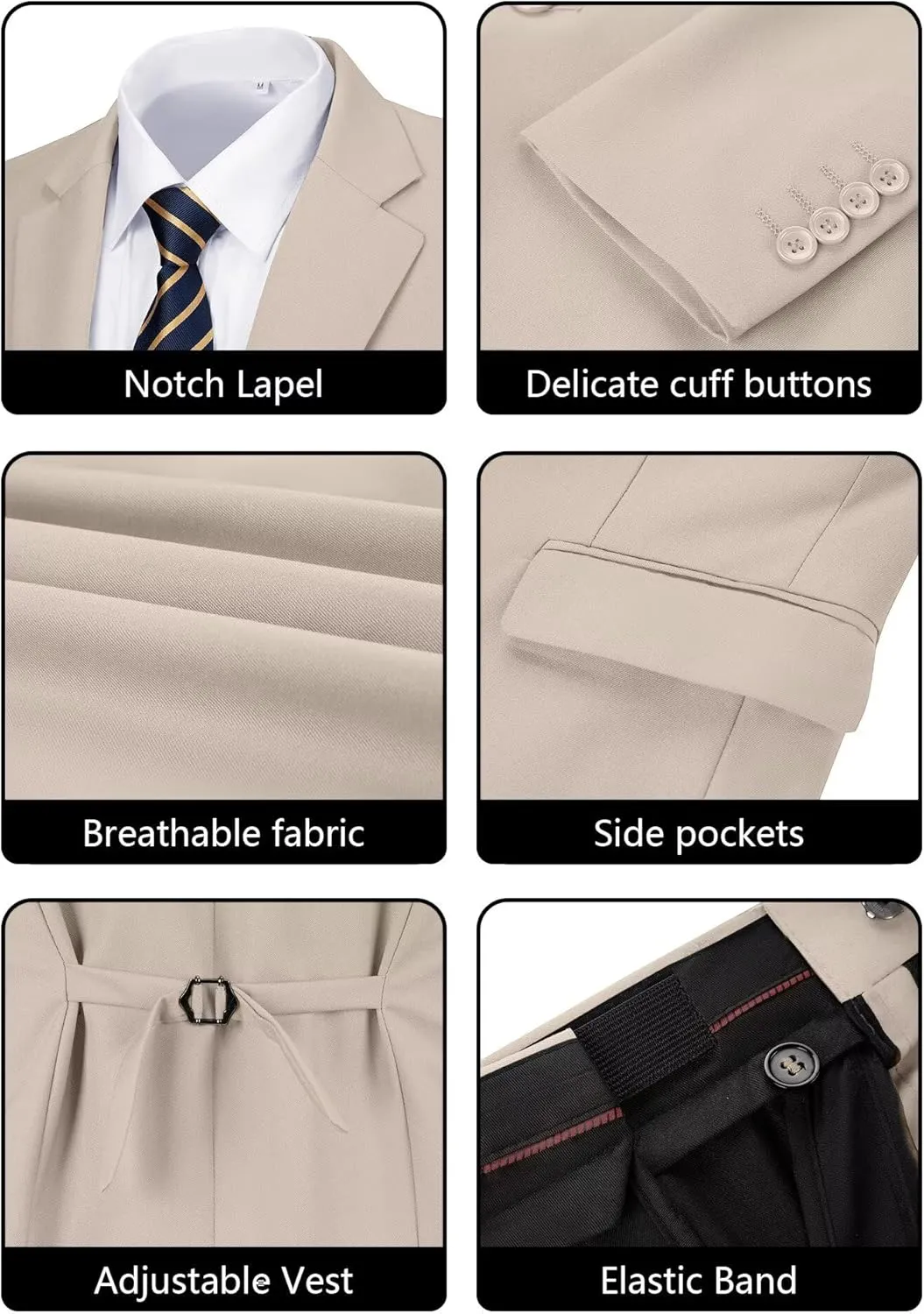 Men's Suit 3 Piece Wedding Suits 2 Buttons Slim Fit Tuxedo Set for Men Prom Casual Business Man Jacket Blazer Vest Pant