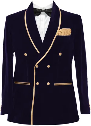 Men's Vintage Velvet Smoking Jacket Shawl Lapel Double Breasted Blazer Tuxedo for Wedding Prom Dinner