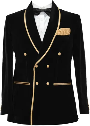 Men's Vintage Velvet Smoking Jacket Shawl Lapel Double Breasted Blazer Tuxedo for Wedding Prom Dinner