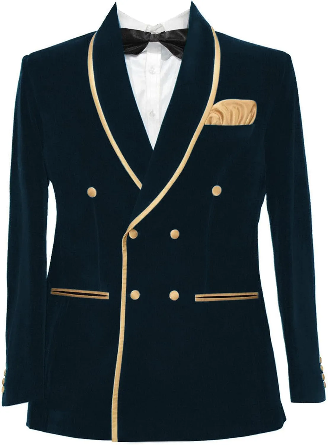 Men's Vintage Velvet Smoking Jacket Shawl Lapel Double Breasted Blazer Tuxedo for Wedding Prom Dinner