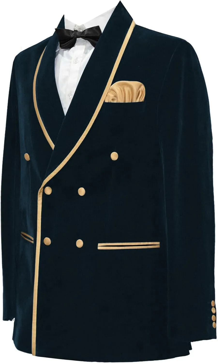 Men's Vintage Velvet Smoking Jacket Shawl Lapel Double Breasted Blazer Tuxedo for Wedding Prom Dinner