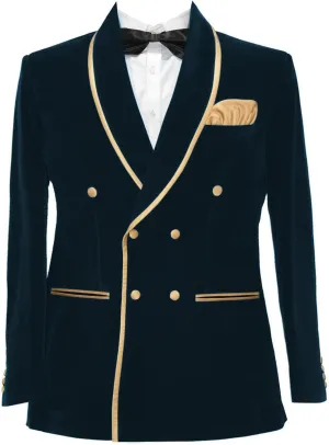 Men's Vintage Velvet Smoking Jacket Shawl Lapel Double Breasted Blazer Tuxedo for Wedding Prom Dinner