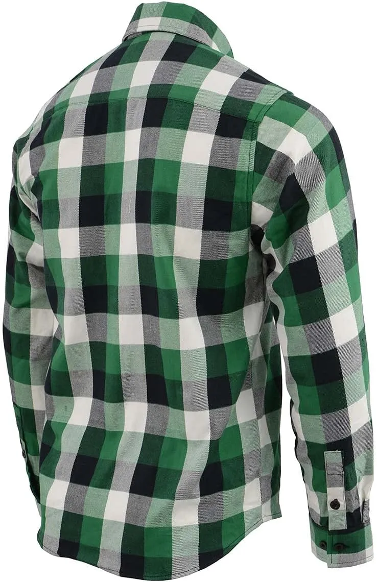 Milwaukee Leather MNG11636 Men's Flannel Plaid Shirt Green and White Long Sleeve Cotton Button Down Shirt