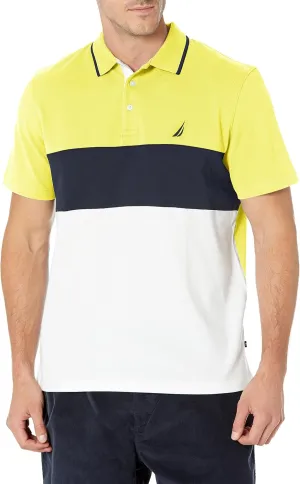 Nautica Men's Short Sleeve 100% Cotton Pique Color Block Polo Shirt