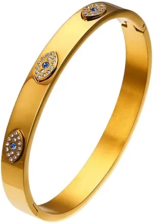 NIGHTCRUZ Evil Eye Bangel Bracelet, Stainless Steel Bangle Cuff for Men Women