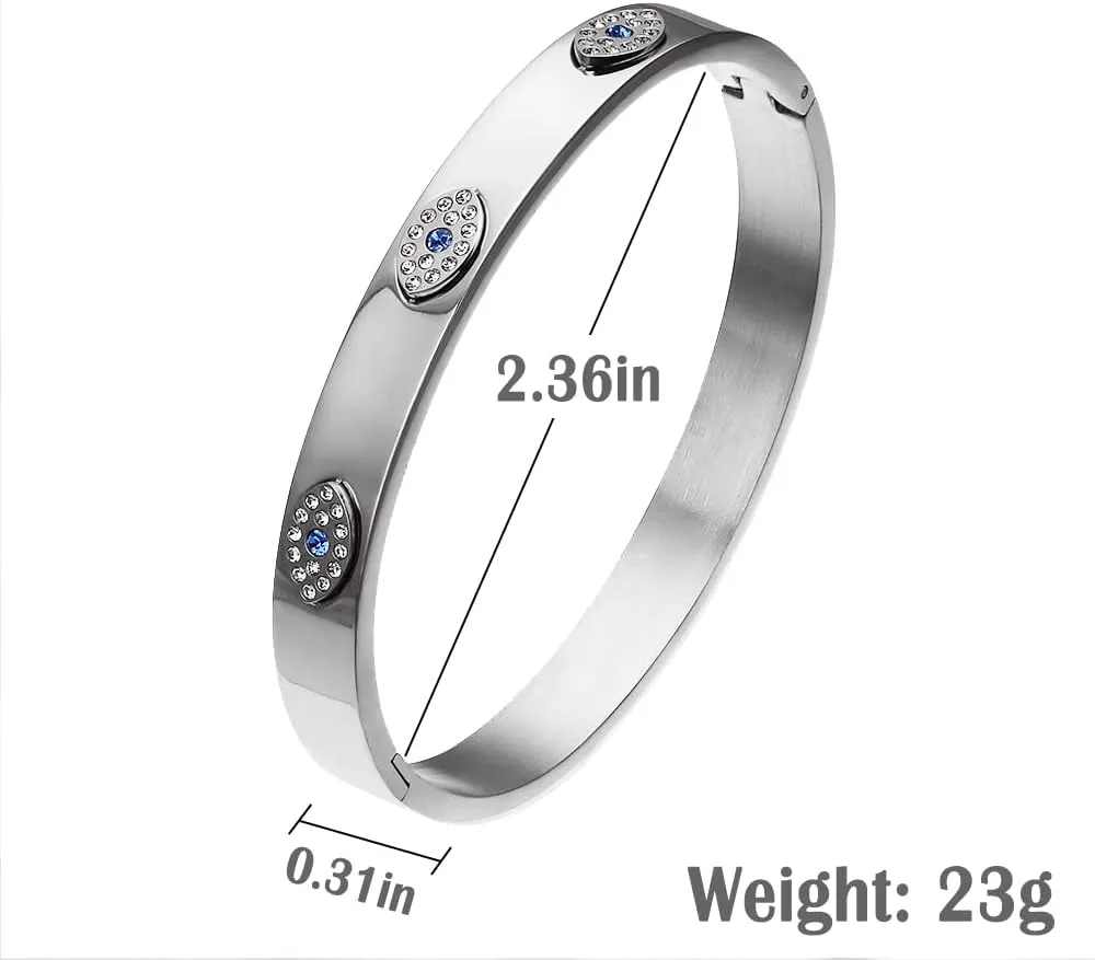 NIGHTCRUZ Evil Eye Bangel Bracelet, Stainless Steel Bangle Cuff for Men Women