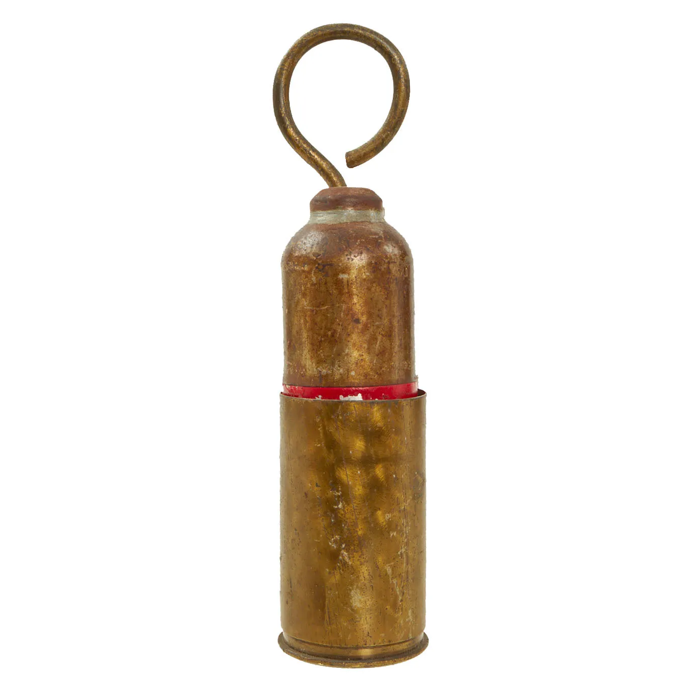 Original Italian WWII Red Devil 45mm Brixia Model 35 Mortar Bombs Salt & Pepper Shaker Trench Art With Carrier - dated 1939 - Inert