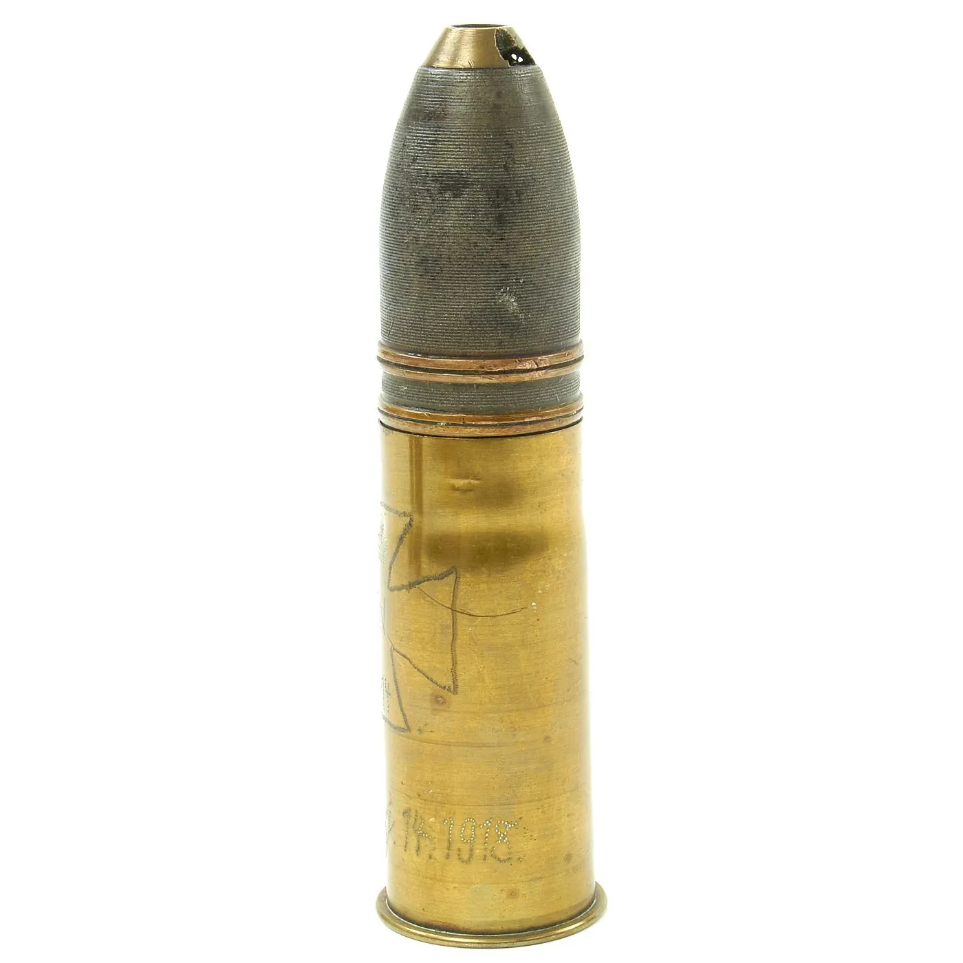 Original WWI Trench Art Engraved French Artillery Shells - German, French, English