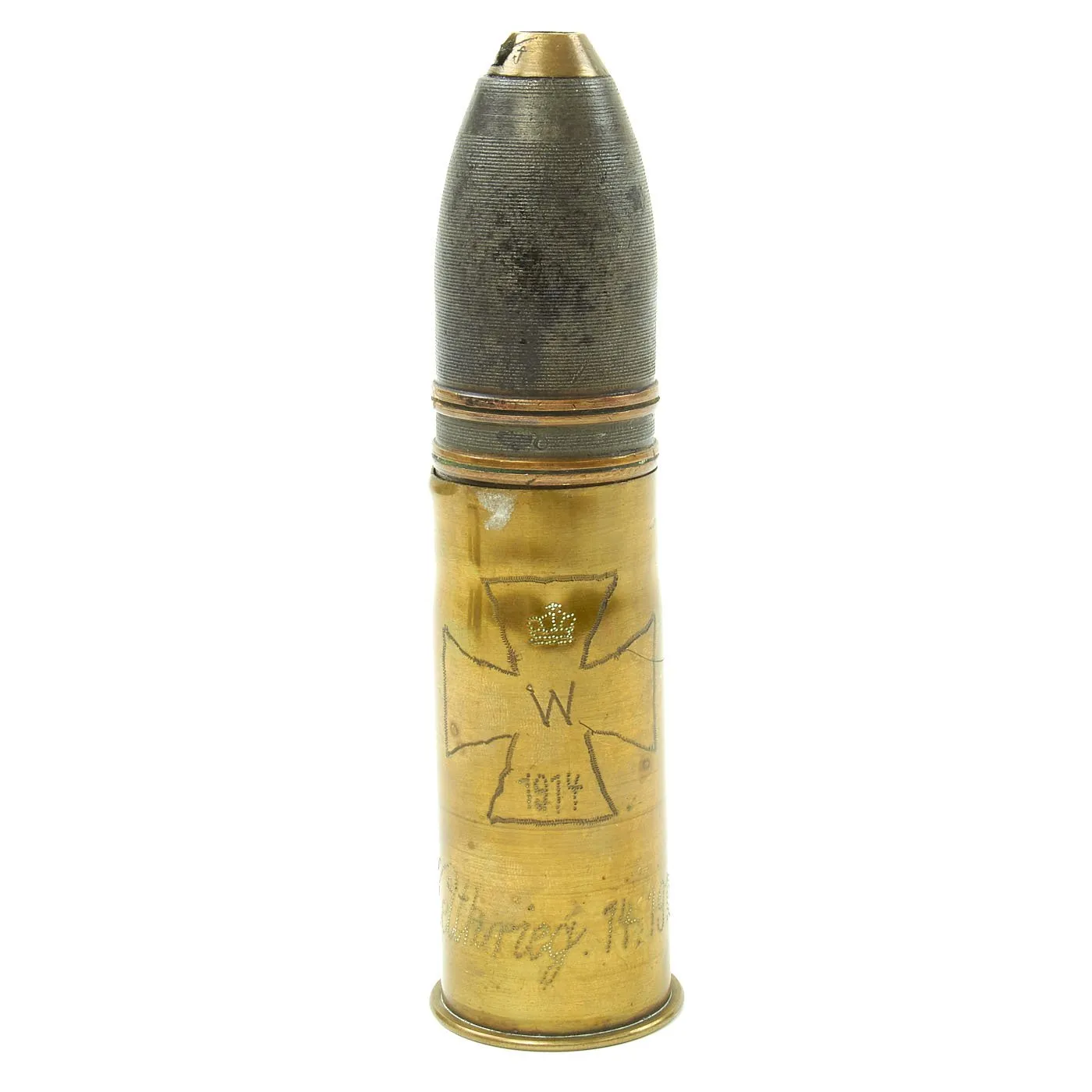 Original WWI Trench Art Engraved French Artillery Shells - German, French, English