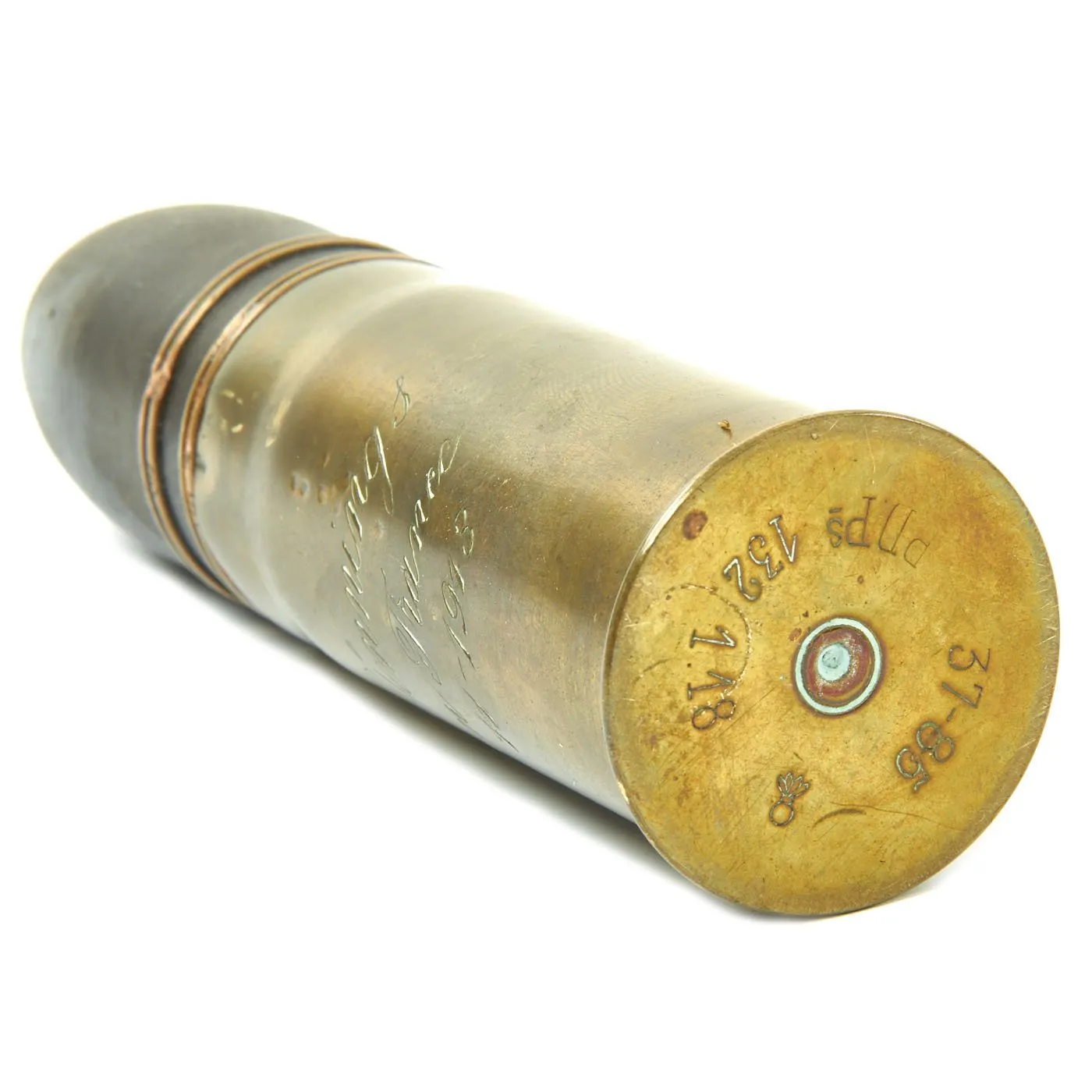 Original WWI Trench Art Engraved French Artillery Shells - German, French, English