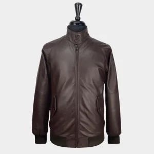 Real Hoxton Brown Leather Harrington