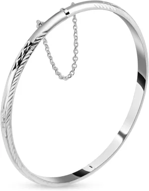 Shop LC 925 Sterling Silver Bracelets For Women Diamond Cut Bangles 7.5" Birthday Gifts