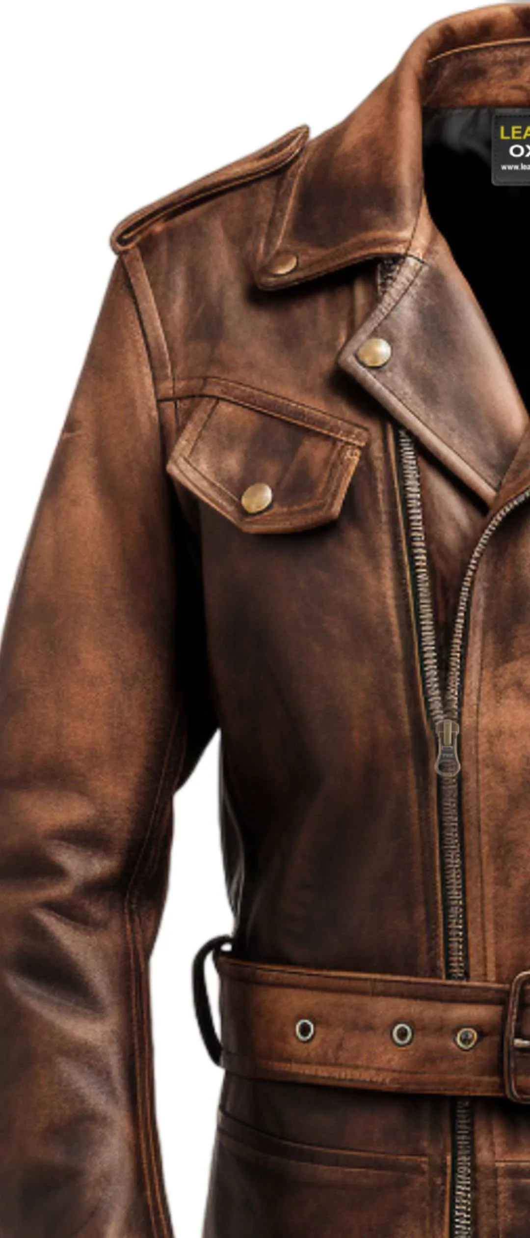 Vintage Distressed Brown Leather Jacket