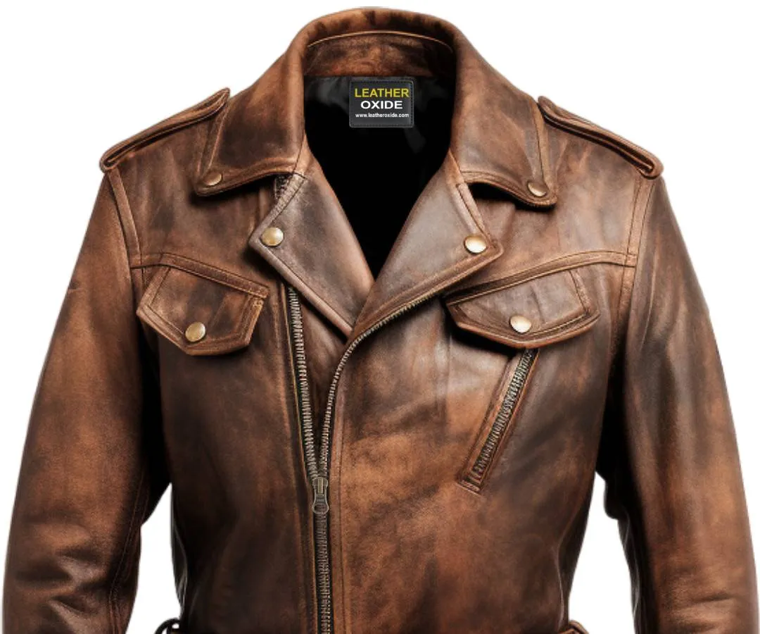 Vintage Distressed Brown Leather Jacket