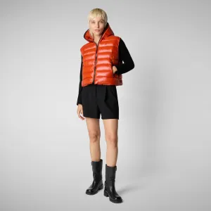 Women's hooded vest Romina in maple orange